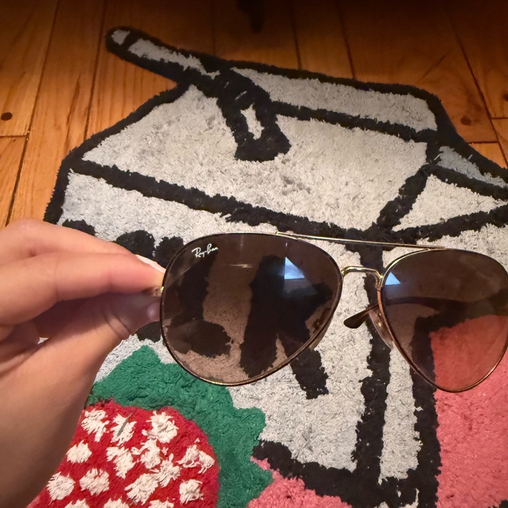 Ray-Ban Gold Frame Sunglasses with Brown Lenses